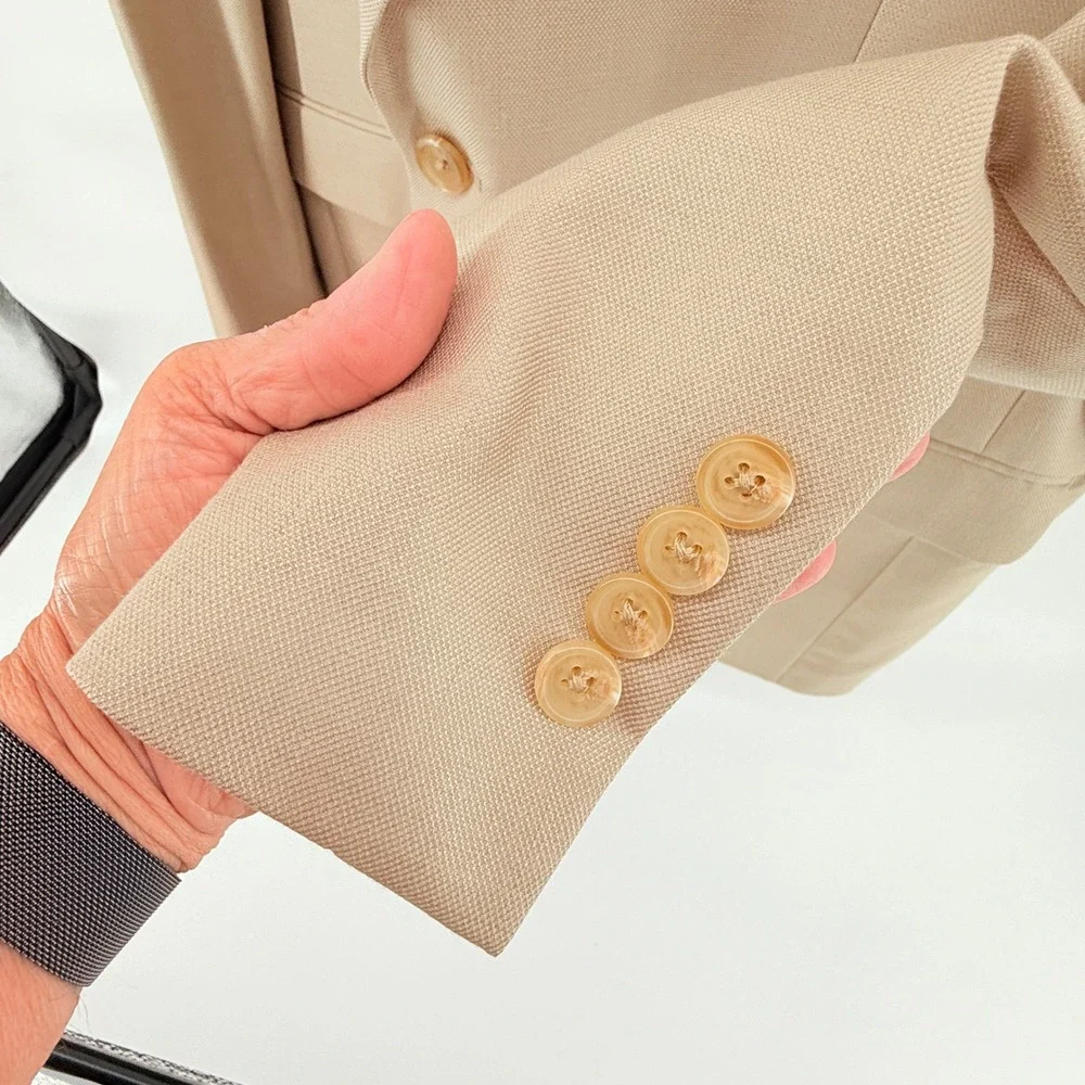Ralph by Ralph‎ Lauren Tan Silk Wool Blazer Jacket 42L
